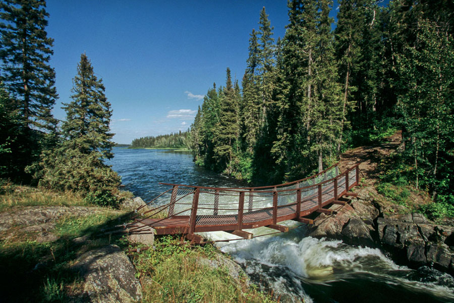 bridge crossing falls near The Pas